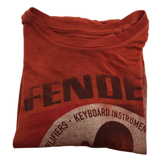 FENDER X LUCKY BRAND MUSICAL INSTRUMENTS RED T-SHIRT MENS MEDIUM - Picture 3 of 4